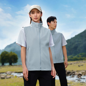 Chaleco sin mangas para exteriores, forrado de lana, ropa de trabajo roja cálida para hombres y mujeres, uso recreativo - Product Image 2
