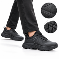 Baskets basses noires pour hommes, chaussures décontractées à semelle épaisse, respirantes en maille, à lacets, pour la marche en extérieur