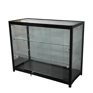 Keway Custom Full Vision Black Wall Case Aluminium Display Case Jewelry Collection Retail Glass Showcase Cabinet