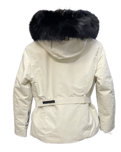 Veste d'hiver chaude pour femme en duvet avec capuche en fausse fourrure, veste de ski de luxe française à taille cintrée, coupe-vent, parka épaisse - Product Image 5