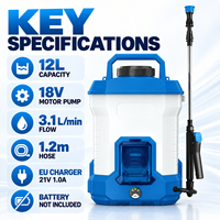 Pulvérisateur à batterie avec logo personnalisé, 12 litres, pulvérisateur portable, outil seul avec chargeur EU pour l'agriculture