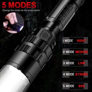 1000 Lumens Rechargeable Tactical LED Flashlight with Aluminum Alloy Body IP65 Rating Adjustable Beam - Product Image 2