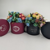 Boîte à chapeau ronde avec logo doré, boîte en Carton à fleurs roses