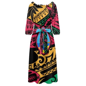 2023 Mới Thời Trang Tùy Chỉnh Polynesian Tribal Mermaid Thiết Kế Hawaii Ăn Mặc Cộng Với Kích Thước Maxi Chiều Dài Tự Nhiên Eo Thắt Lưng Kéo Dài - Product Image 5