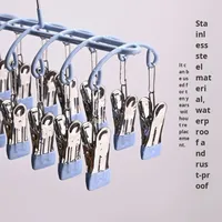 Corde à linge multifonctionnelle à double couche en métal lisse nouvellement améliorée à 20 clips adaptée aux vêtements et aux chaussettes
