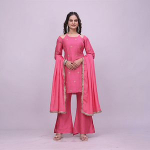 Conjunto de Salwar Kameez Rosa Bordado, Vestido Étnico para Mujer, Traje para Boda o Fiesta Pakistaní - Product Image 1