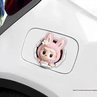 Autocollant de Voiture Peluche Personnalisable Labubu Dessin Animé, Décalcomanie pour Vitre, Moto Électrique ou Boîtier d'Ordinateur, Garantie 1 An