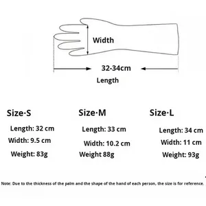 Gants de ménage coréens en <span class=keywords><strong>latex</strong></span>, antidérapants, épaissis, pour <span class=keywords><strong>contact</strong></span> <span class=keywords><strong>alimentaire</strong></span>, 32-33 cm, personnalisables - Product Image 2