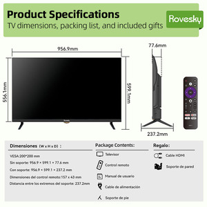 Téléviseur intelligent AI 43 pouces le plus vendu, Android 4K UHD LED, anti-reflet, WiFi, Bluetooth, écran plat sans cadre, vente en gros à prix réduit - Product Image 2