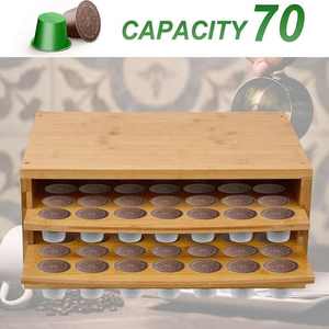 Organisateur de tiroir de rangement pour dosettes de café <span class=keywords><strong>Nespresso</strong></span> en bambou, capacité 70 dosettes, pour cuisine - Product Image 4