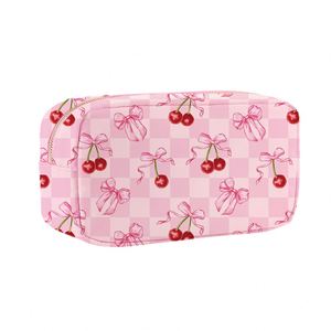 Pochette cosmétique en nylon écologique For Cherry, impression personnalisée, organiseur de voyage pour femme, fermeture éclair étanche, grande taille - Product Image 1