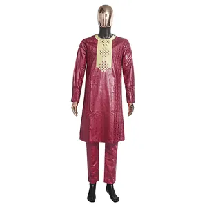 H & D African Bazin Riche Kleidung für Männer Dashiki Outfits 2-teilige Sets mit Top Pant Coat Anzügen für Party