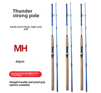 Joran Pancing LOVITA MH Large Thunder Straight Handle Hitam Fiberglass EVA FAST Action 2 Seksi untuk Kapal Laut dengan Keramik Guides
