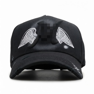 Casquette de baseball vintage 5 panneaux en toile polyester/coton avec broderie, strass et lettres, ajustable à boucle unique - Product Image 4