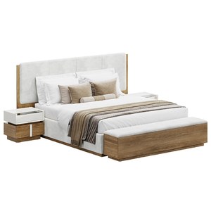 Ensemble de meubles de chambre à coucher modernes de luxe avec lit, armoire, coiffeuse, miroir sur pied, tabouret de vanité Santos WOODEX pour la chambre à coucher - Product Image 1