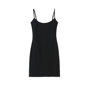 Conjunto de Vestido de Tirantes Finos de Punto de Color Liso Happy Plus con Cintura Ajustada para Uso Diario Informal, Cárdigan Gris sobre Vestido Lencero Negro N9171 - Product Image 5