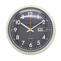 Horloge murale de cuisine rétro 14 pouces, nouveau design en plastique en forme de bol, grande horloge murale Antique avec Date, vente en gros, 1 pièce
