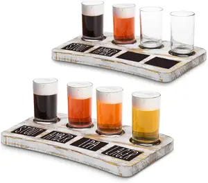 Erasable Chalkboard Labels Wood Luxury Beer Tasting Flight Sampler Serving Tray Antique Imitation Europe PINE Painted Display