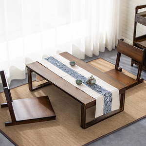 Japanese Style Tatami Chair Set Wooden Low Table With <b>Cushions</b> Living Room Furniture For <b>Small</b> Apartment - Product Image 3