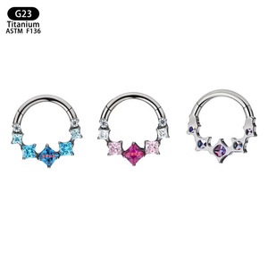 Anneau de nez en titane 8 mm G23 ASTM F136 avec zircons étoiles pour bijoux de piercing - Product Image 5