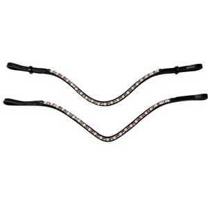 Fait à la main Inde rectangulaire cheval sourcil bande Rose or cristal cuir équestre accessoire équitation Style occidental vêtements licou - Product Image 1
