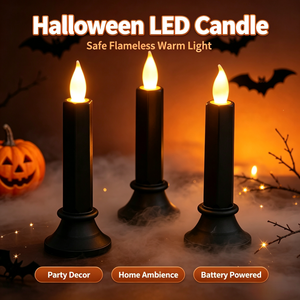 Décorations d'Halloween en gros : Bougie électronique LED noire, Lanterne citrouille, Ornement de bureau pour une ambiance d'horreur et de fantômes - Product Image 1