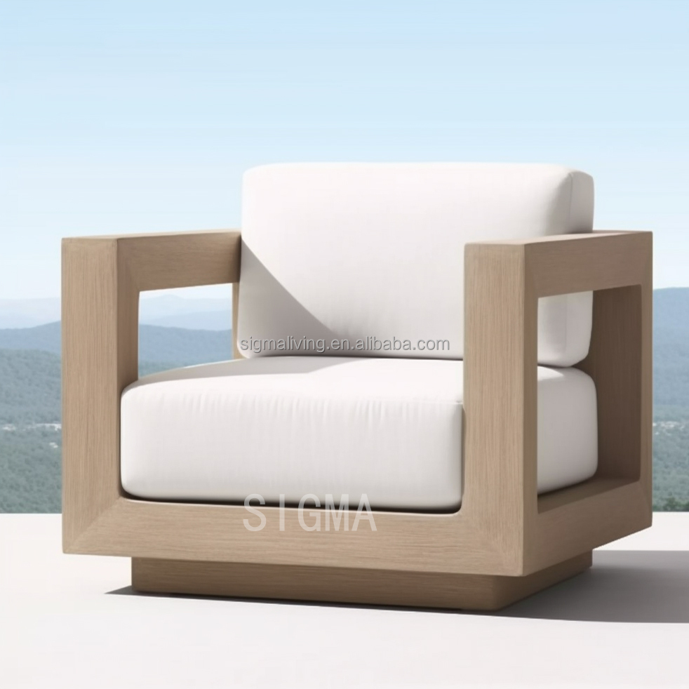 Custom Outside Patio Garden Wooden Frame Design Outdoor Furniture Set All Weather Fabric Sofa
