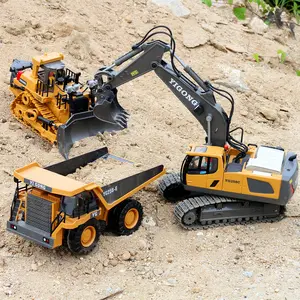 Voiture électrique pour enfant, jouet radiocommandé avec télécommande, camion à benne basculante bulldozer