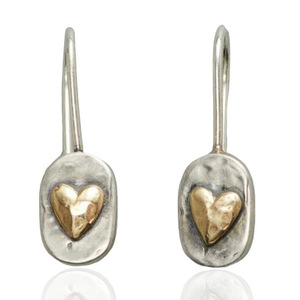 Orecchini Pendenti a Cuore Bicolore Vintage per Donne, Gioielli Bohémien da Vacanza alla Moda - Product Image 1