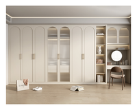 Armoire de dressing de luxe en bois massif, armoire coulissante modulaire en forme de I avec miroir