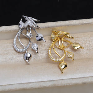 Pendentif en argent S925 à faire soi-même avec perle JG5261, support d'accessoires, cache-bouton de 8 à 9 pouces pour broches, semi-fini pour la mode - Product Image 1