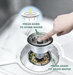 Sifone per Lavello Pop-up in Acciaio Inox SUS304, Vasca Quadrata con Superficie Spazzolata, Installazione Sottolavello, Design Moderno Anti-insetti - Product Image 1