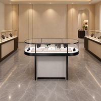 Vitrine à bijoux personnalisée en bois et verre, avec éclairage LED intégré, comptoir de présentation pour la vente au détail