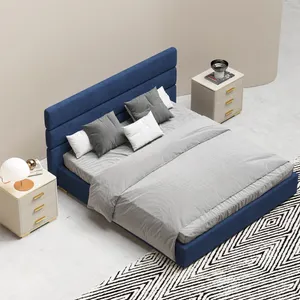 Juego de cama con marco minimalista, muebles de dormitorio de tamaño king, camas modernas, último diseño de china