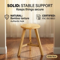 Tabouret de bar en bambou de qualité stable, durable, confortable, sain, sans formaldéhyde, tabouret rond de cuisine certifié FSC ISO BSCI