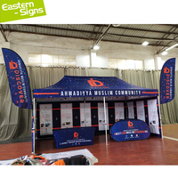 Tenda pameran dagang otomatis aluminium baja naungan tahan air luar ruangan cetak kustom portabel