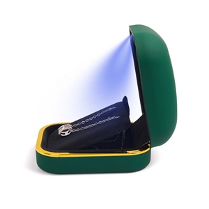 Chen lu sang trọng chiếu sáng hộp đồ trang sức với ánh sáng dẫn, màu xanh lá cây Nhẫn trường hợp & Hộp Vòng cổ cho đề nghị/món quà cưới - Product Image 4