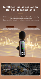 Nouveau microphone Lavalier T20 2IN1 affichage numérique <span class=keywords><strong>micro</strong></span> sans fil à suppression de bruit omnidirectionnel pour la diffusion en direct en plein air - Product Image 3