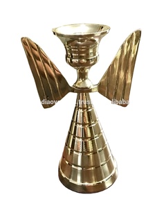 Fancy <b>Brass</b> <b>Candlestick</b> Holder with Wing Design for Home Decoration - Product Image 1