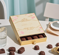 Boîte à tiroirs en papier de qualité supérieure de luxe personnalisée pour offrir des truffes en chocolat noir Boîte d'emballage de luxe en chocolat