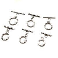 Barre en forme de T en acier inoxydable avec crochet rond, vente en gros de fermoirs pour la fabrication de bracelets, fermoir à bascule tendance
