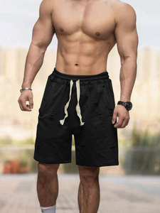 Shorts de jogging gris pour homme avec cordon de serrage, taille élastique, coupe ample, style décontracté streetwear, shorts de sport - Product Image 1