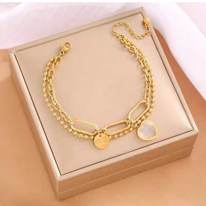 Bracelet holographique 18 carats en acier inoxydable double couche plié, style européen et américain, motif <span class=keywords><strong>Mickey</strong></span> trèfle à quatre feuilles, pour presbytes - Product Image 2