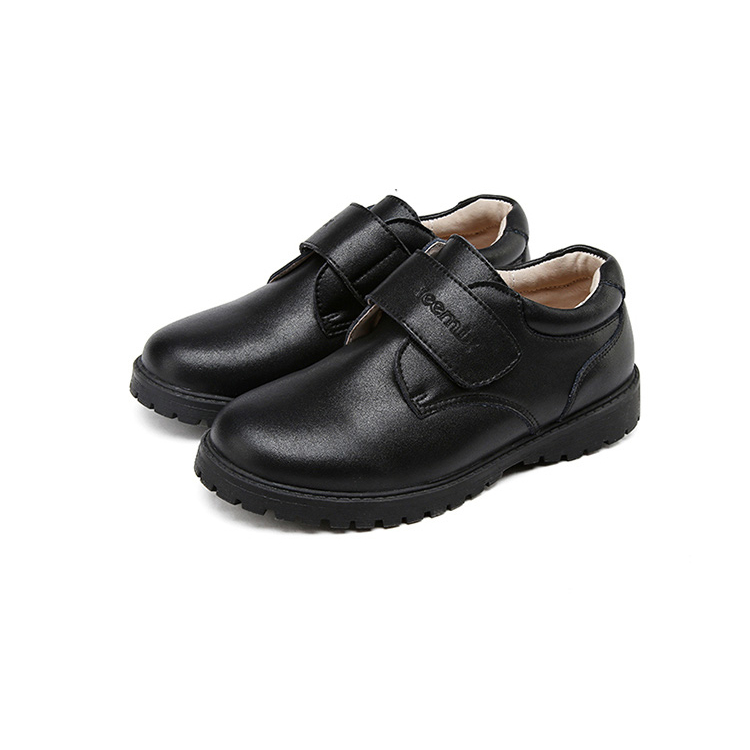 Black school shoes girls spring and autumn children's black leather shoes show shoes