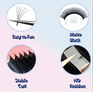 Venta al por mayor de pestañas individuales Corea PBT inferior oscuro mate negro Cachemira calidad suave volumen inferior extensiones de pestañas Easy Fan J Curl - Product Image 6