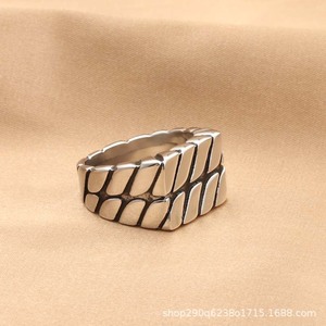 Men's Geometric Titanium Steel <b>Ring</b> Retro <b>Silver</b> Color Fashion Jewelry Gift - Product Image 2