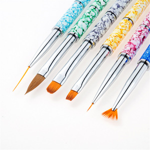 Pinceau plat synthétique pour nail art, à virole ondulée, en forme d'éventail, pour la sculpture de cristaux et la conception de motifs en gel UV - Product Image 2