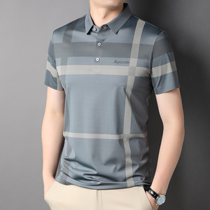 <span class=keywords><strong>Polo</strong></span> de Manga Corta a Rayas para Hombre, Estilo Casual, de Secado Rápido, Ropa de Punto Personalizada - Product Image 2