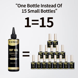 RS Nail Yüksek Kaliteli Süper Parlak Üst Katman Silinmeyen Jel Oje Baz ve Üst Katman Yedek Toplu OEM Baz Üst Jel Oje - Product Image 6