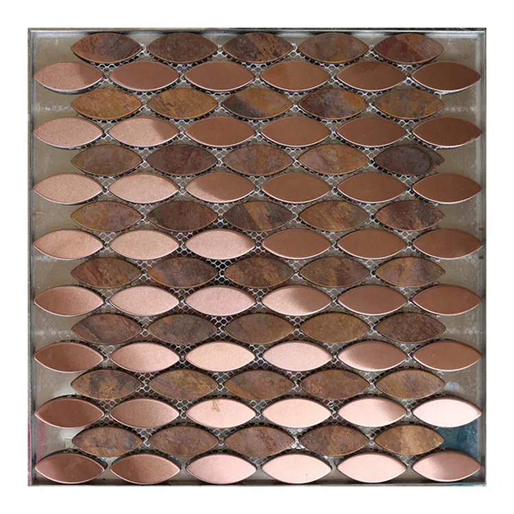 Voce popolare mosaico ovale di disegno in oro rosa in acciaio inox misto mattonelle di mosaico di rame ovale a forma di mosaico del metallo della decorazione della parete